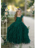 Emerald Green Stunning Long Flower Girl Dress